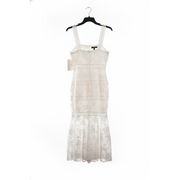 Just Me Dress Womens Size S Ivory Floral Lace Mermaid Midi shoulder straps new - Picture 3 of 8